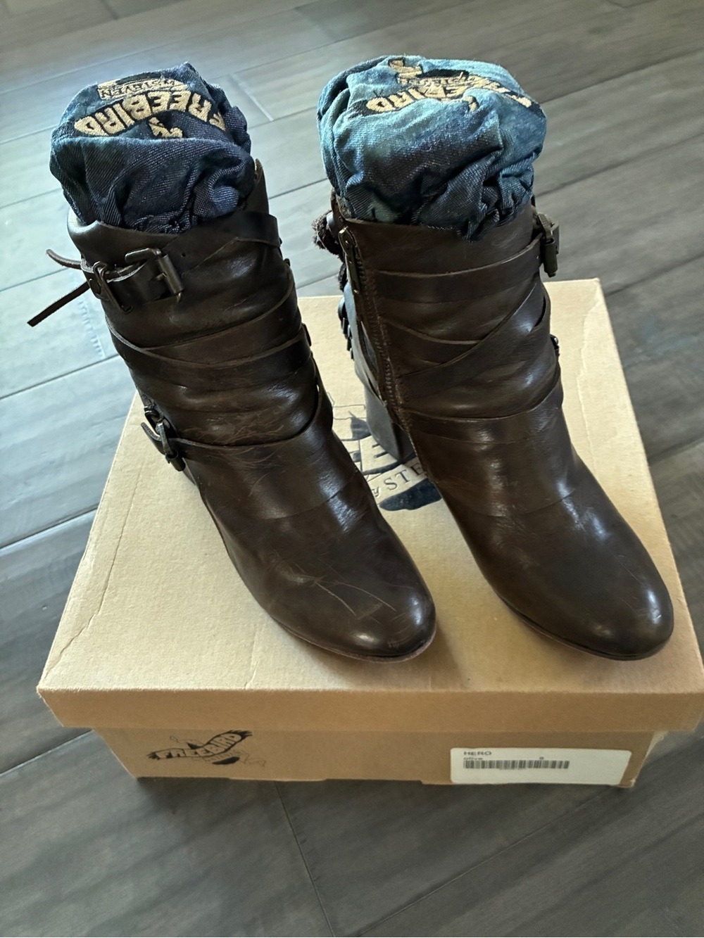 Freebird by Steven Hero Distressed Boots in Olive - Size 8